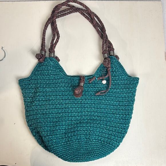 Sakroots Handbags - Sakroots Green and Brown Shoulder Bag with Bohemian Knit Design